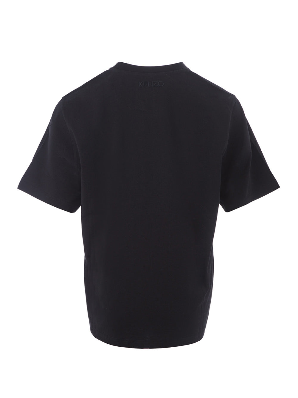 Schwarzes T-Shirt aus bedruckter Baumwolle mit Blume