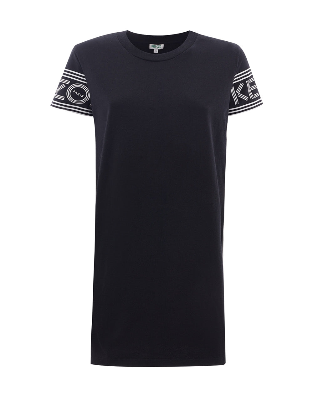 Schwarzes T-Shirt aus Baumwolle - Minikleid mit Logo an den Ärmeln