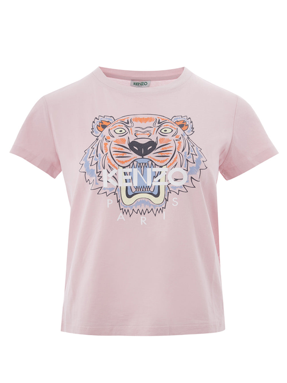 Rosa Baumwoll-T-Shirt mit gedrucktem Tiger