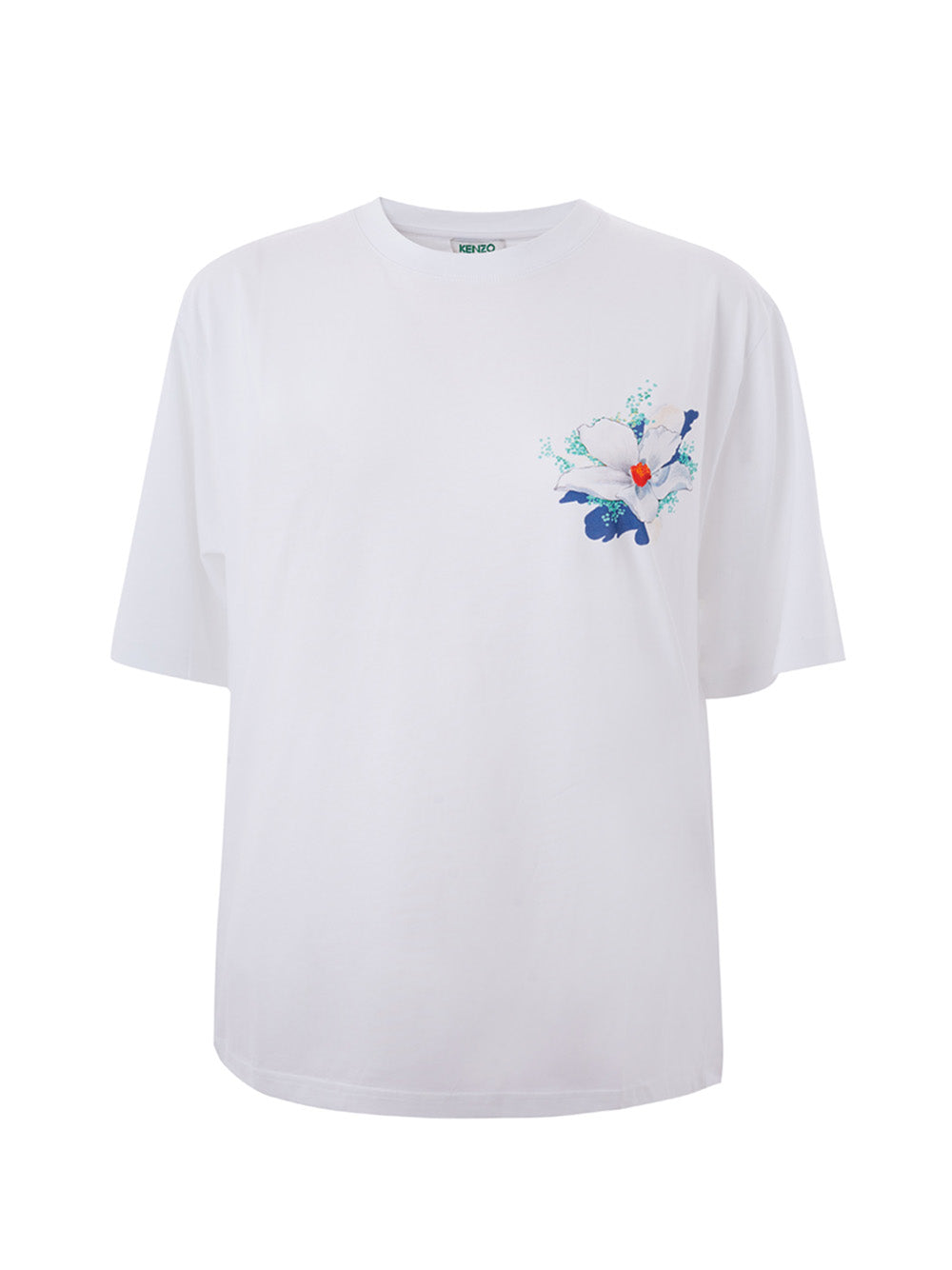 Weißes T-Shirt aus Baumwolle in Übergröße mit Blumenstickerei