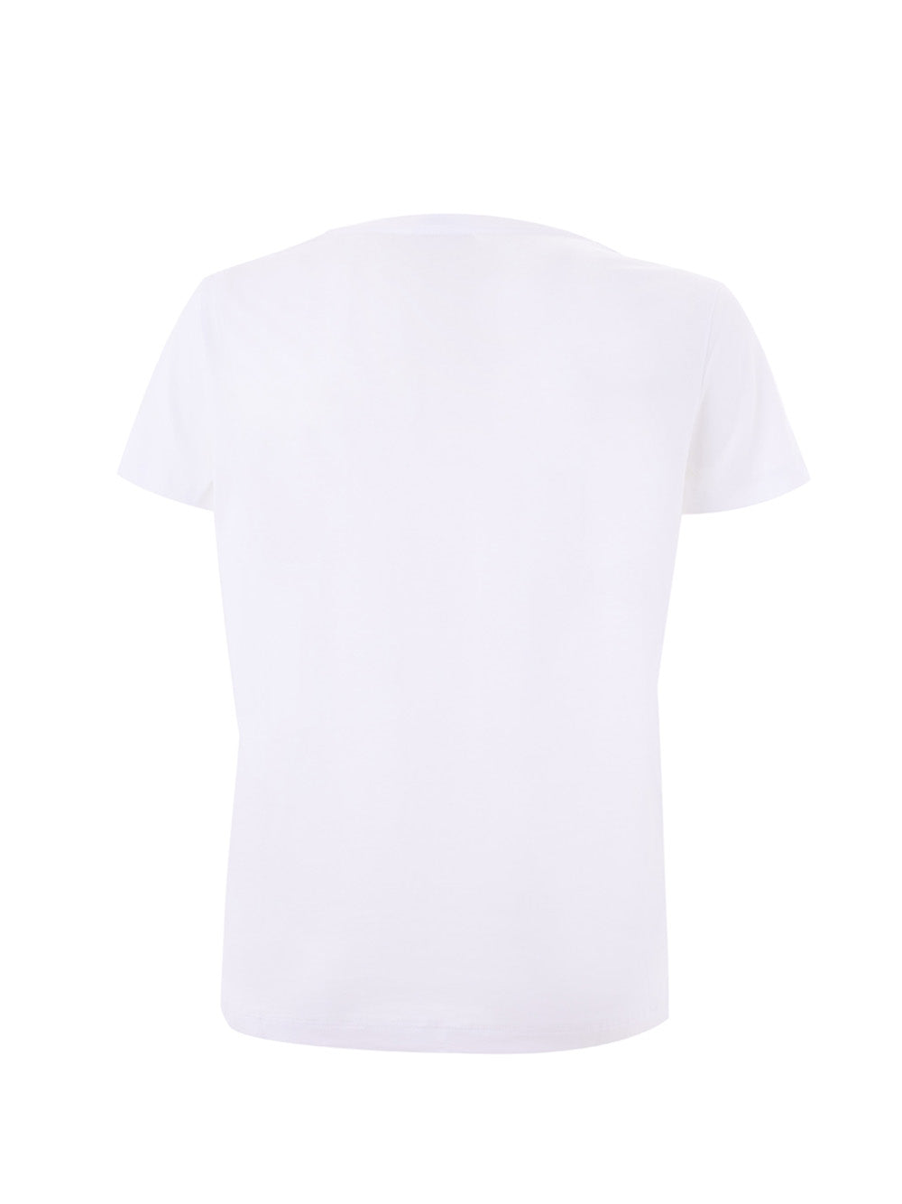 Weißes T-Shirt aus Baumwolle mit wellenblauem Aufdruck