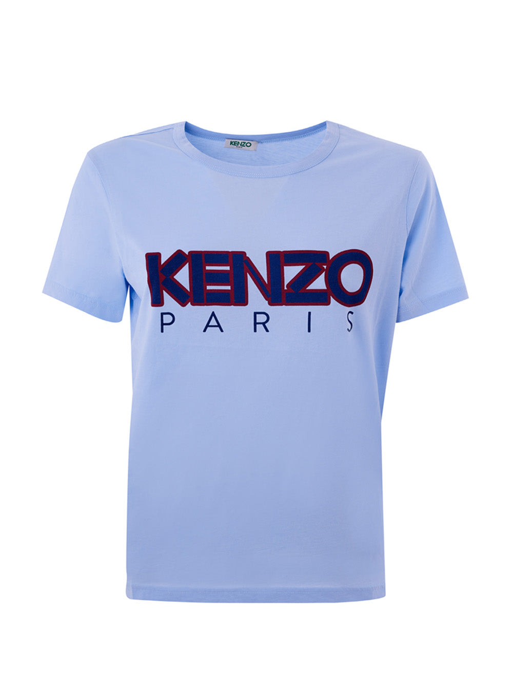 Hellblaues T-Shirt aus Baumwolle mit Logo auf der Vorderseite