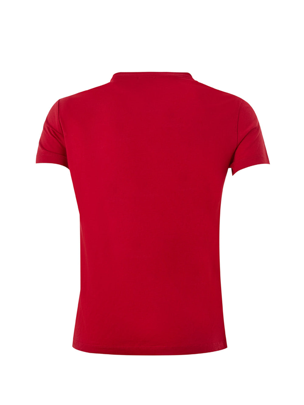 Rotes T-Shirt aus Baumwolle mit kontrastierendem Augendruck