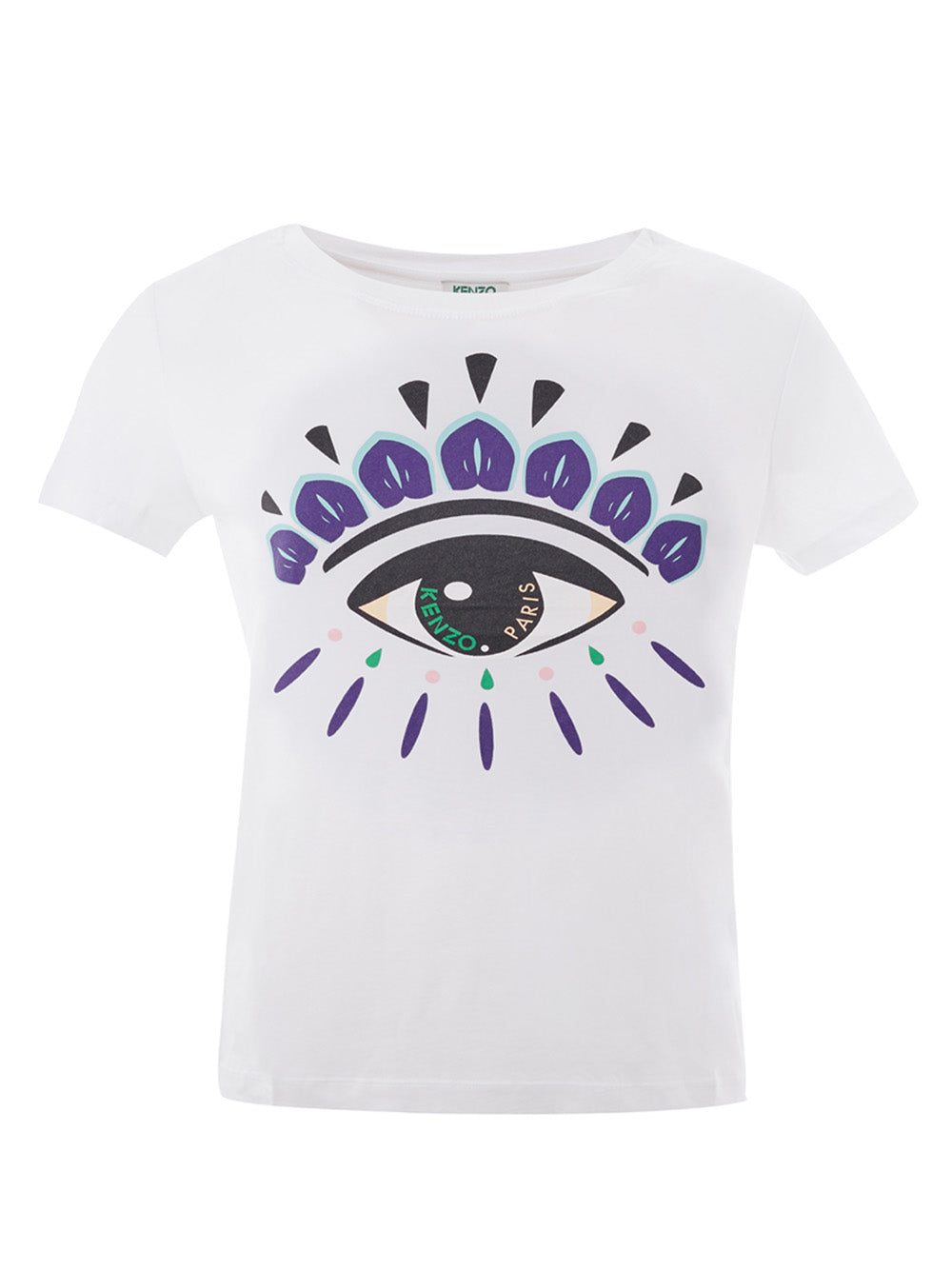 Weißes T-Shirt aus Baumwolle mit kontrastierendem Augendruck