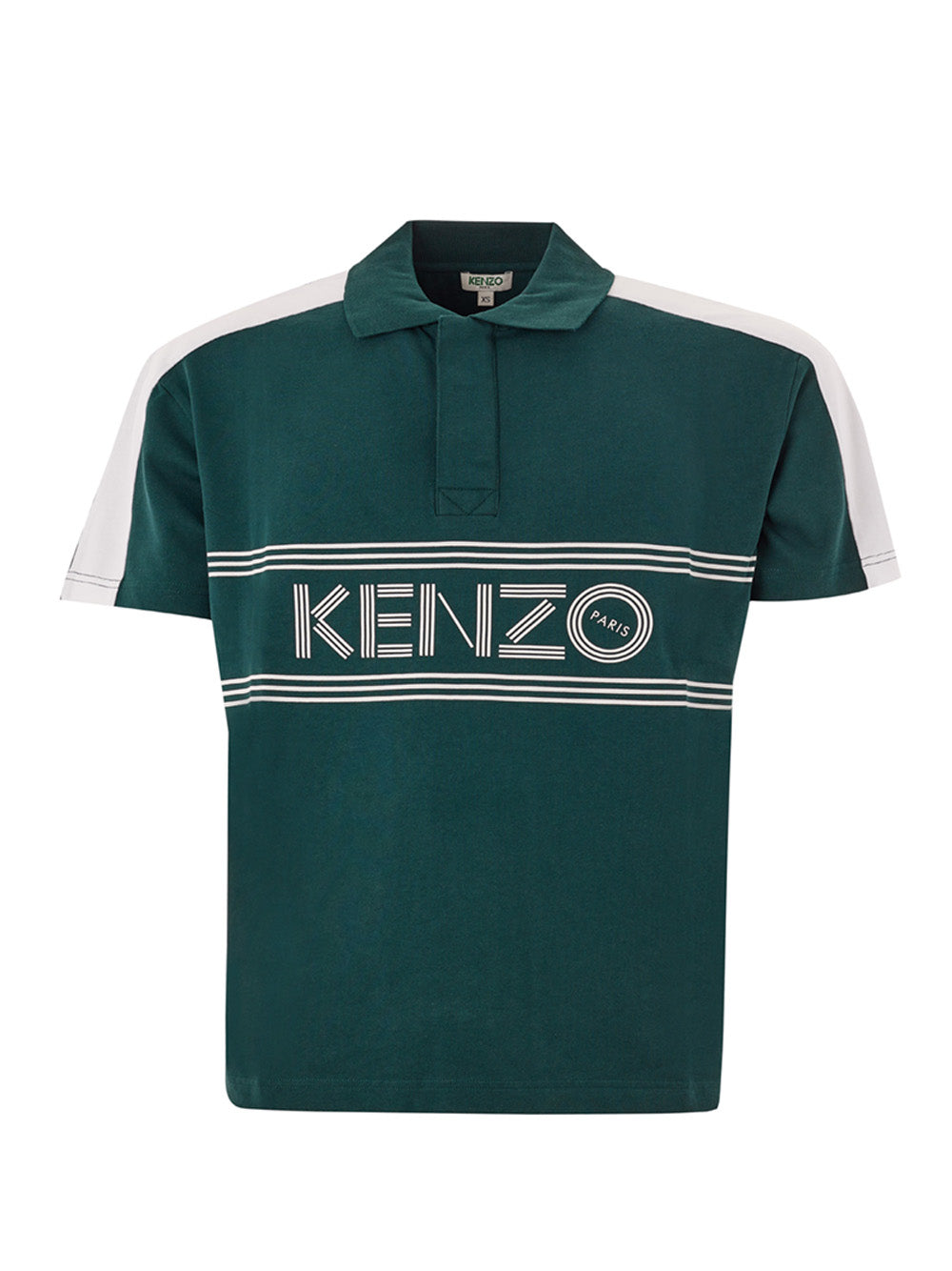 Grünes Piquet-Poloshirt aus Baumwolle mit ikonischem Logo auf der Vorderseite