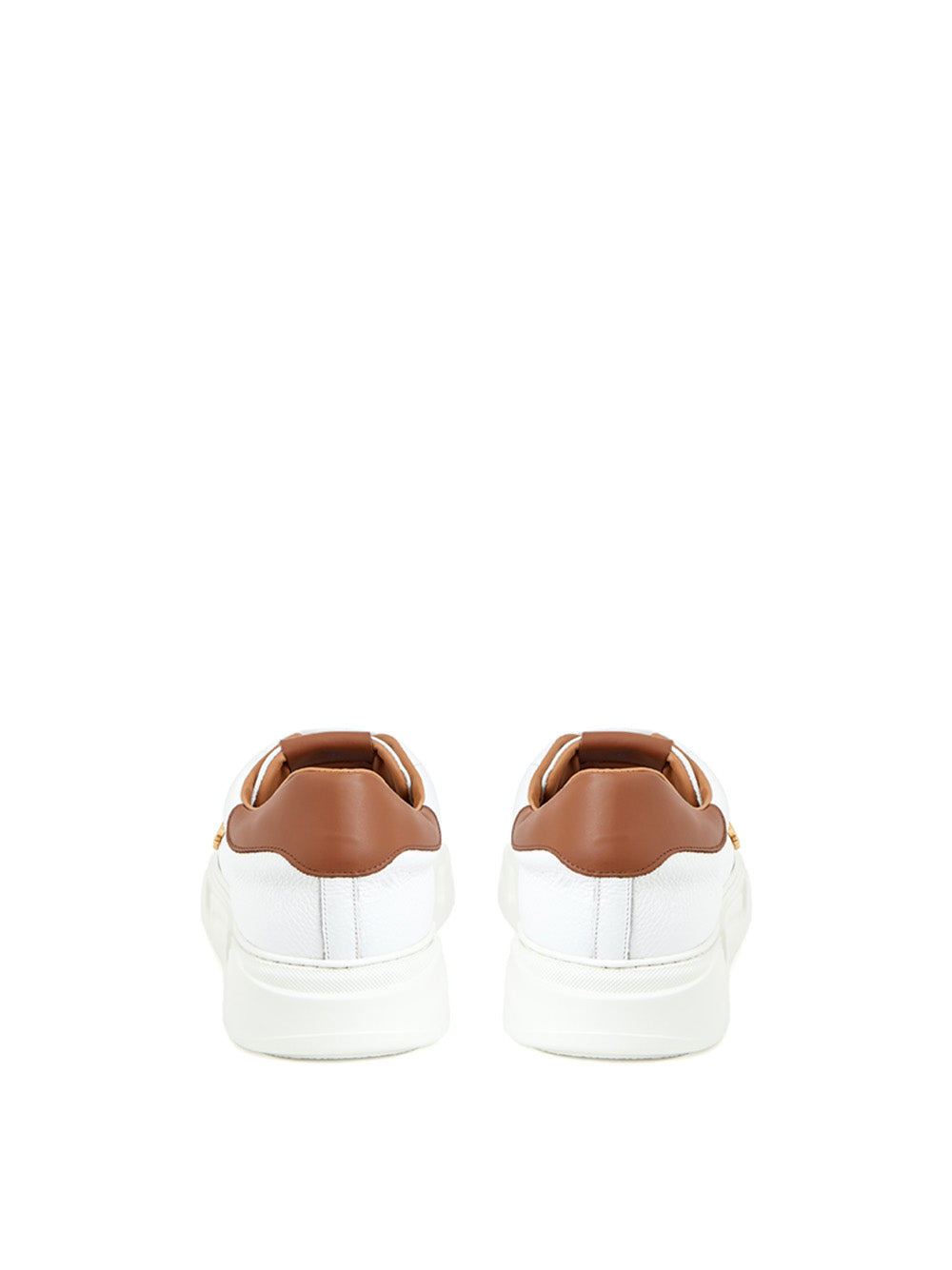 Weiße Leder-Sneakers mit goldenem Logo