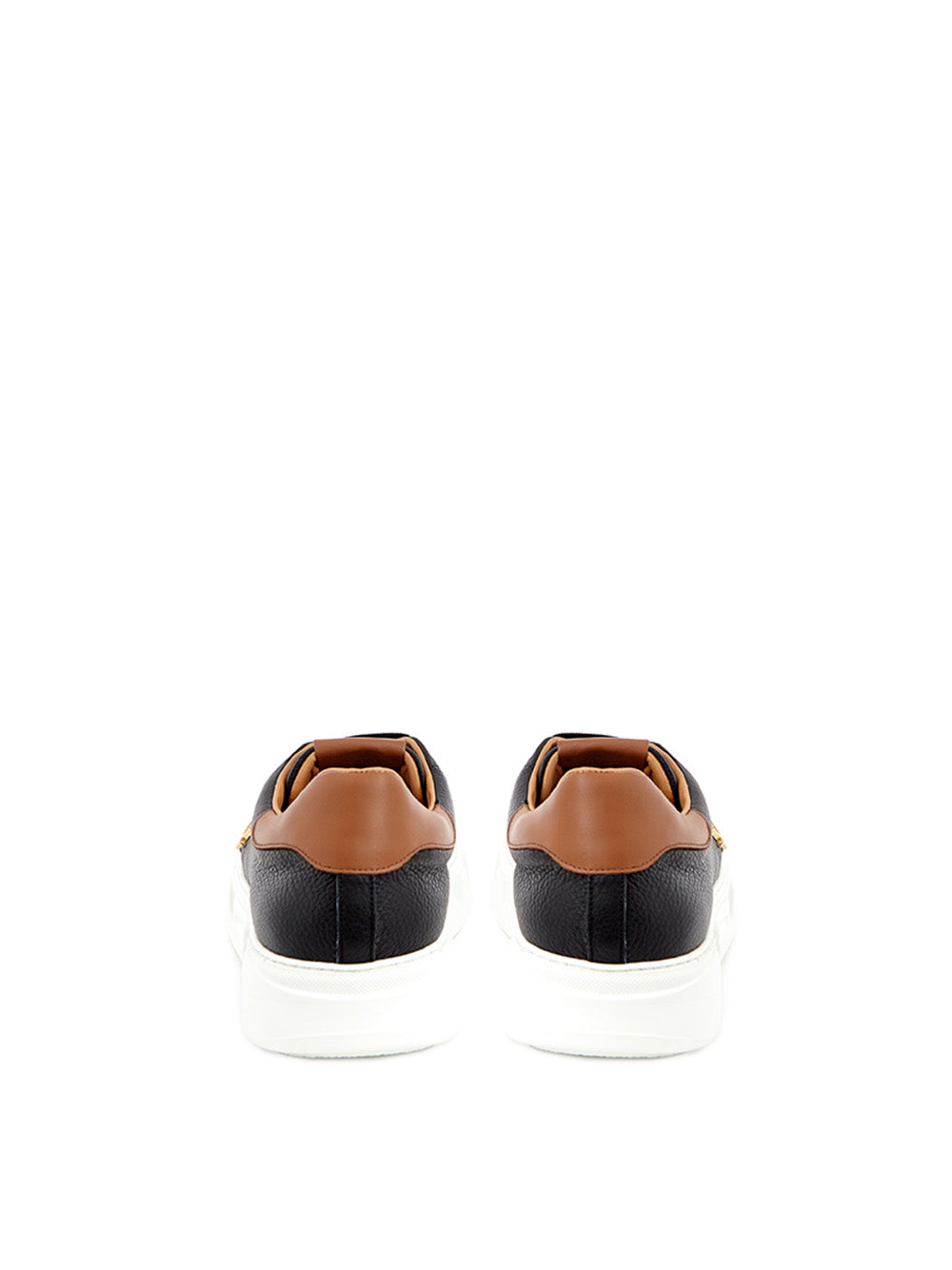 Schwarze Leder-Sneakers mit goldenem Logo