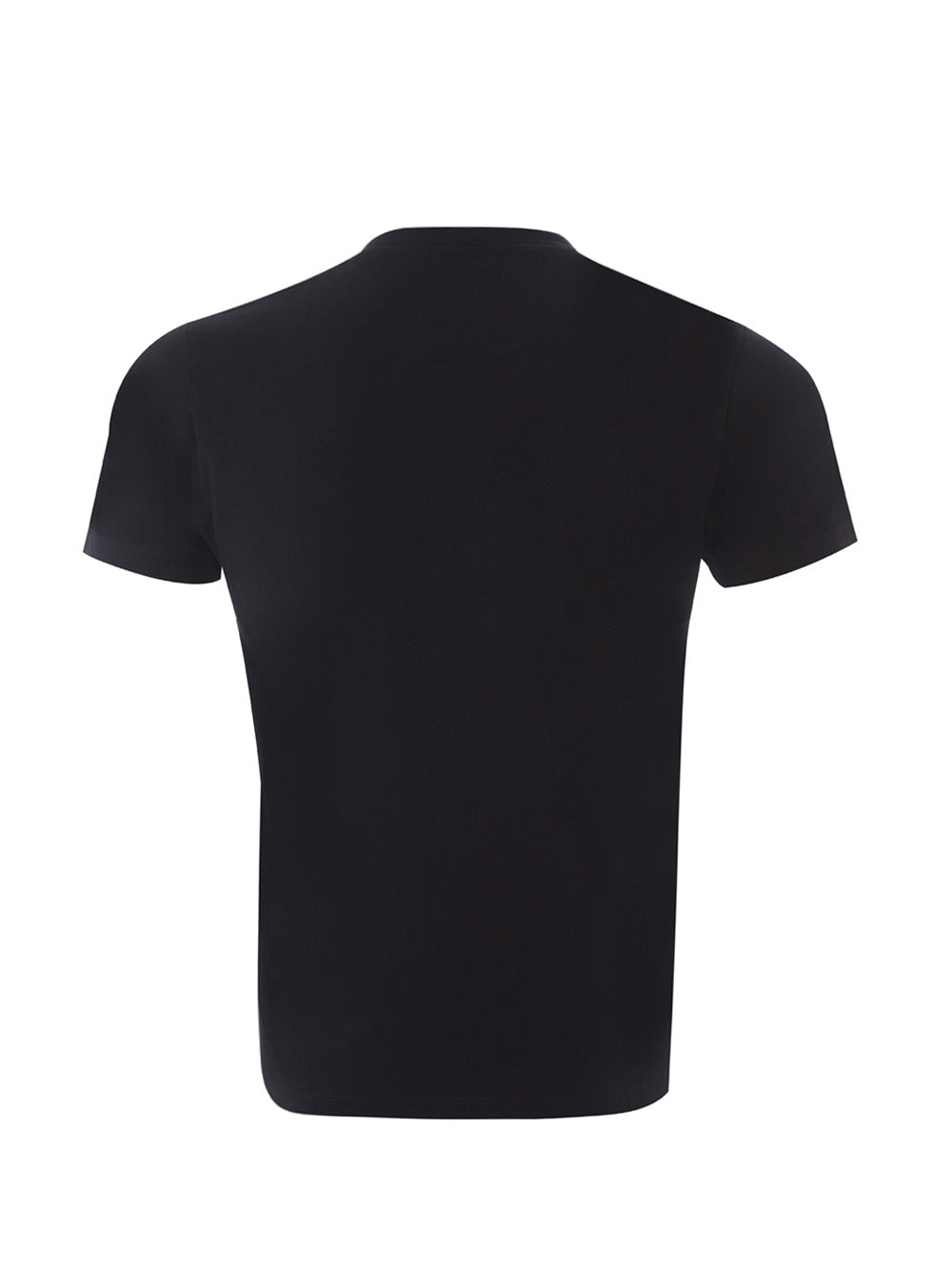 Schwarzes Baumwoll-T-Shirt mit kontrastierendem mehrfarbigem Tiger-Print