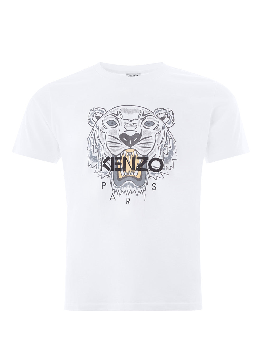 Weißes Baumwoll-T-Shirt mit Tiger-Print