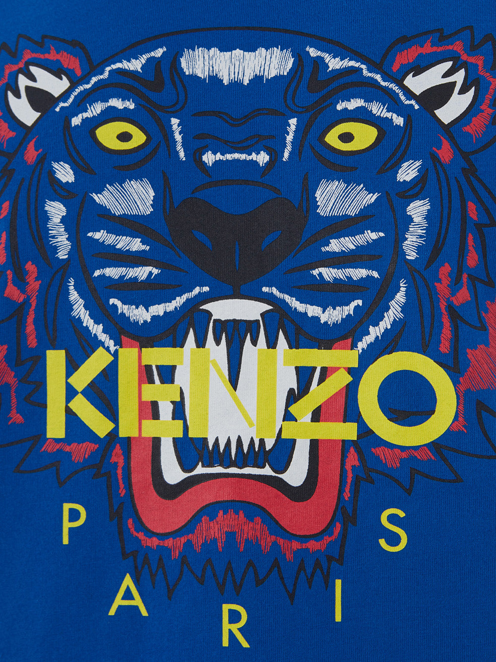 Blaues Baumwoll-T-Shirt mit kontrastierendem Tiger-Print