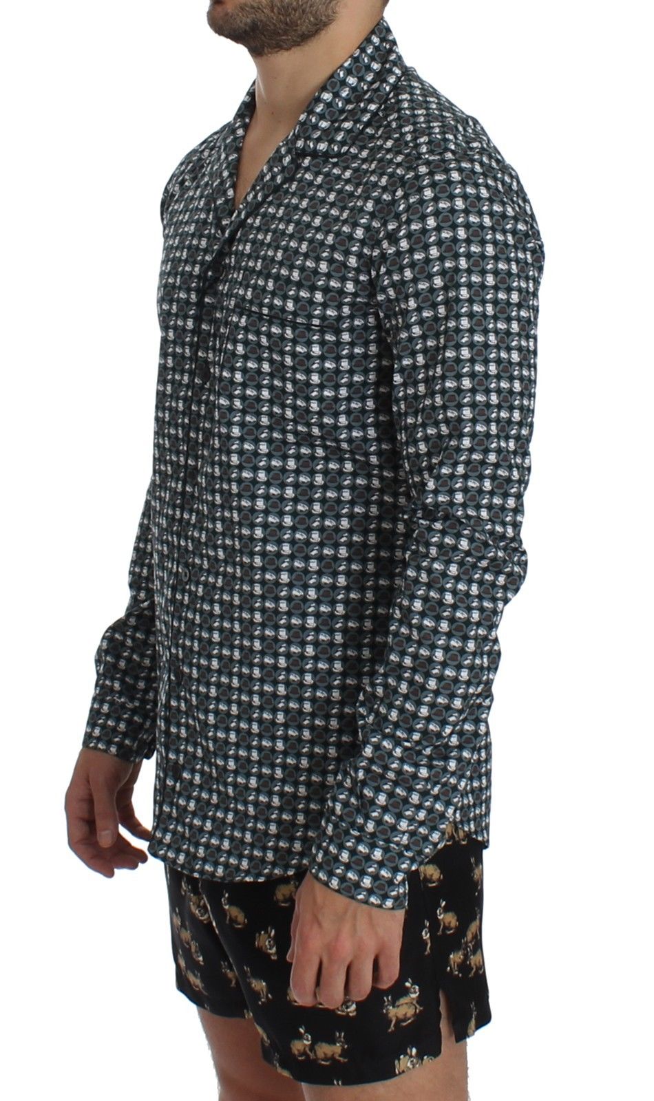 Grüner Hut Druck Baumwolle Pyjama Shirt Nachtwäsche