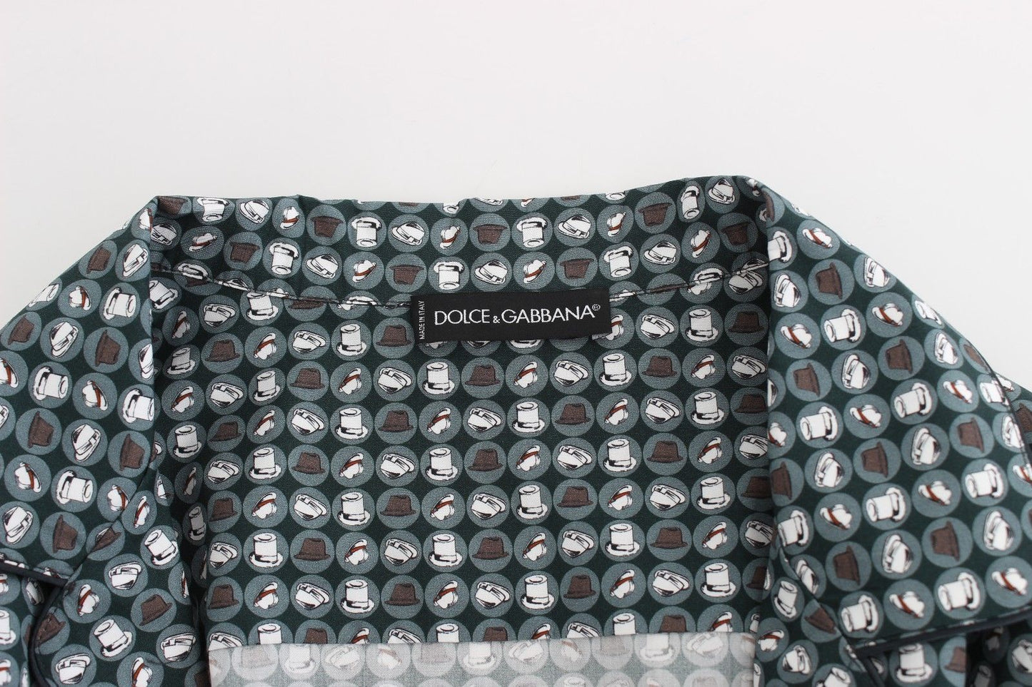 Grüner Hut Druck Baumwolle Pyjama Shirt Nachtwäsche