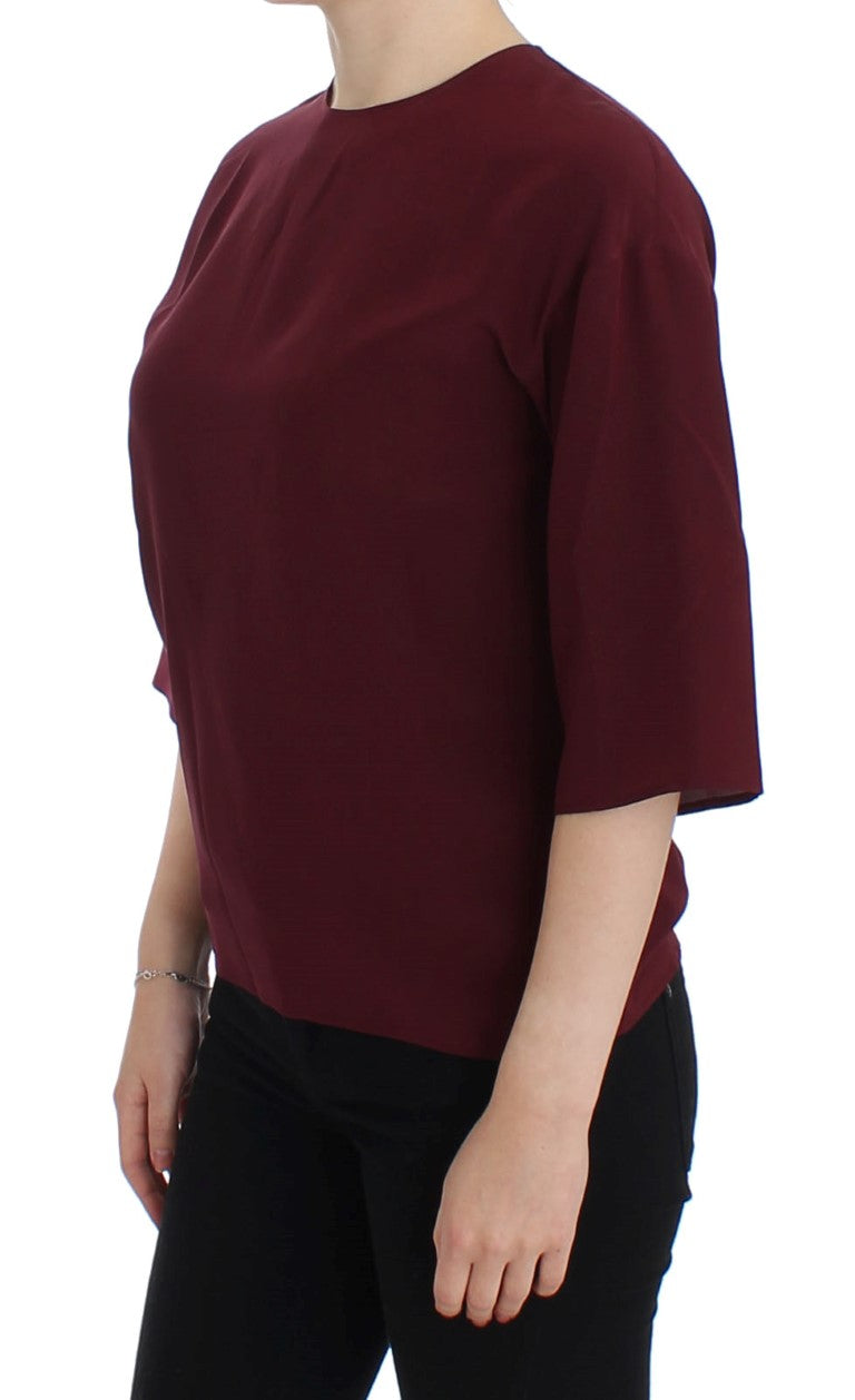 Rote 3/4-Ärmel-Seidenbluse