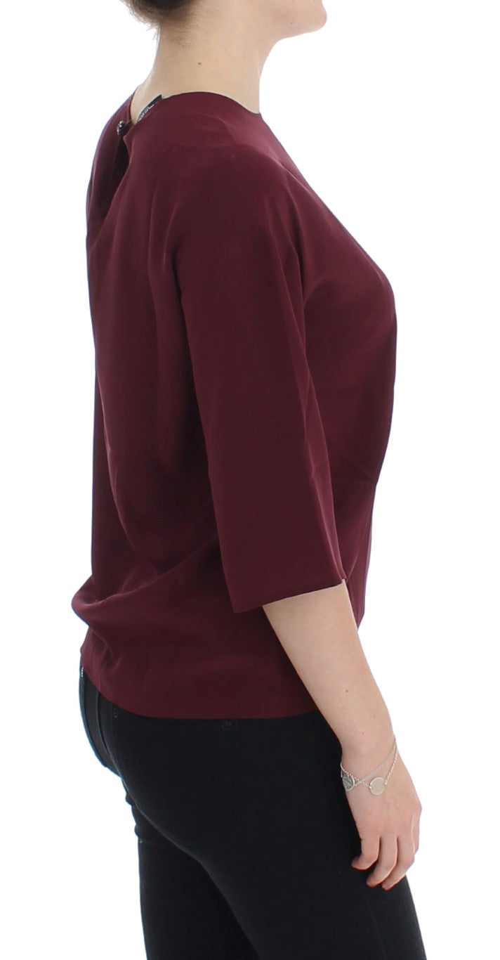Rote 3/4-Ärmel-Seidenbluse