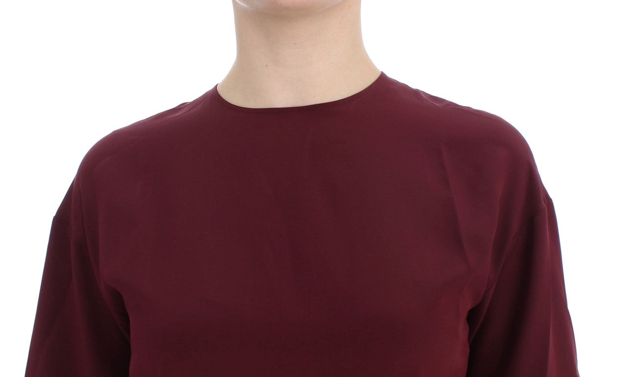 Rote 3/4-Ärmel-Seidenbluse