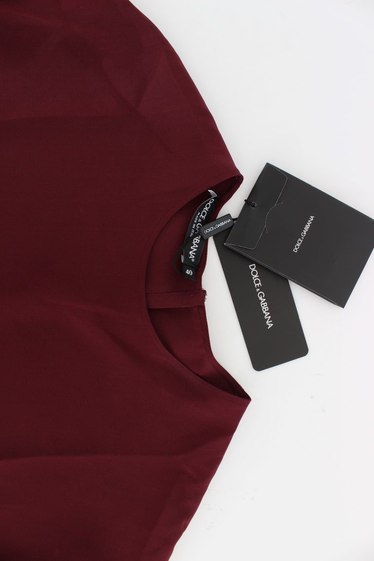 Rote 3/4-Ärmel-Seidenbluse