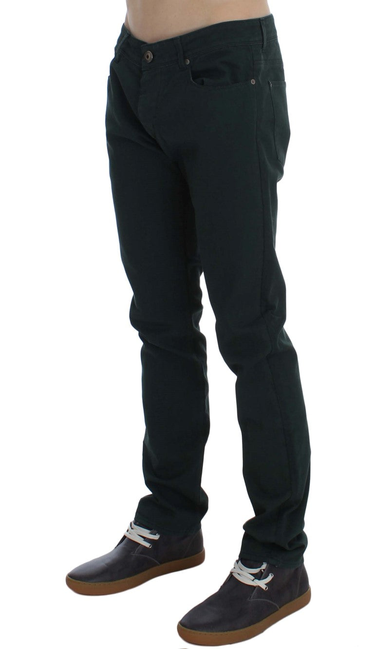 Grüne Baumwoll-Denim Stretch Straight Fit Jeans