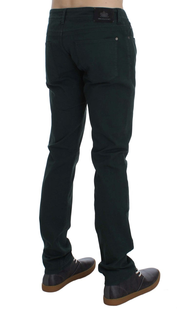Grüne Baumwoll-Denim Stretch Straight Fit Jeans