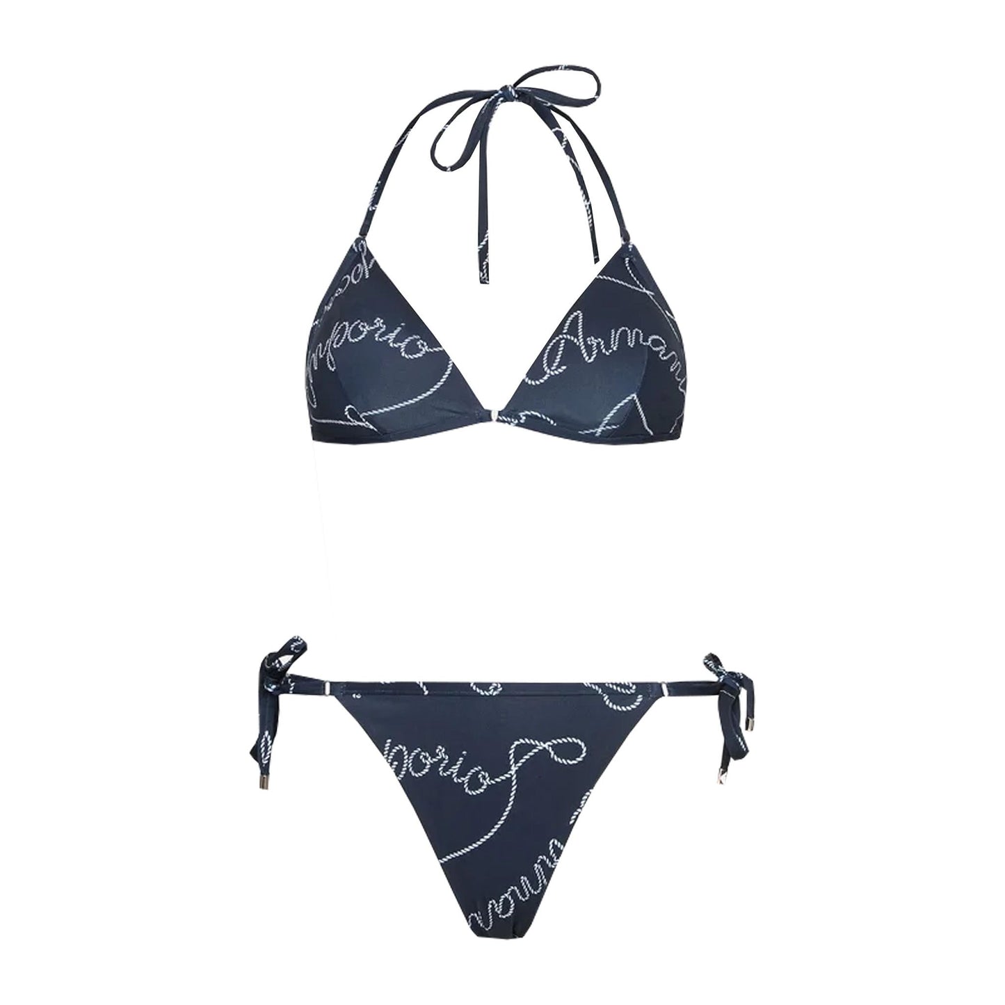 Bedruckter blauer Frottee-Dreiecks-Bikini
