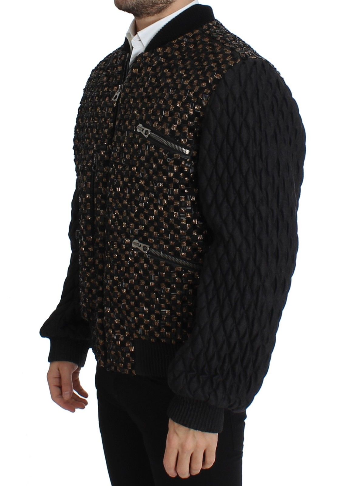 Schwarze Jacke aus Ziegenleder mit Pailletten