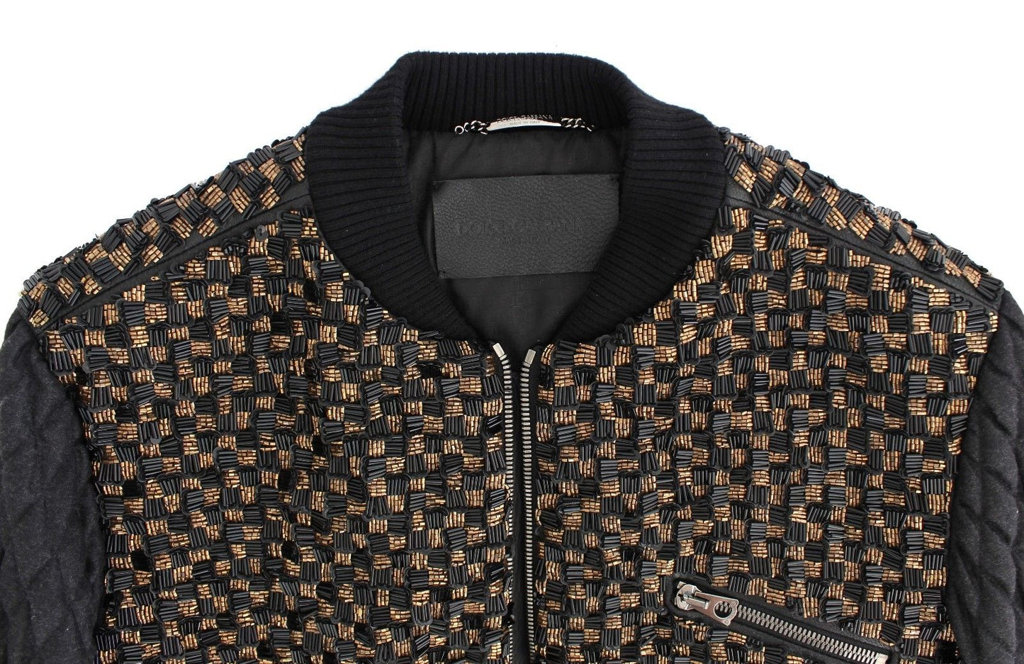 Schwarze Jacke aus Ziegenleder mit Pailletten