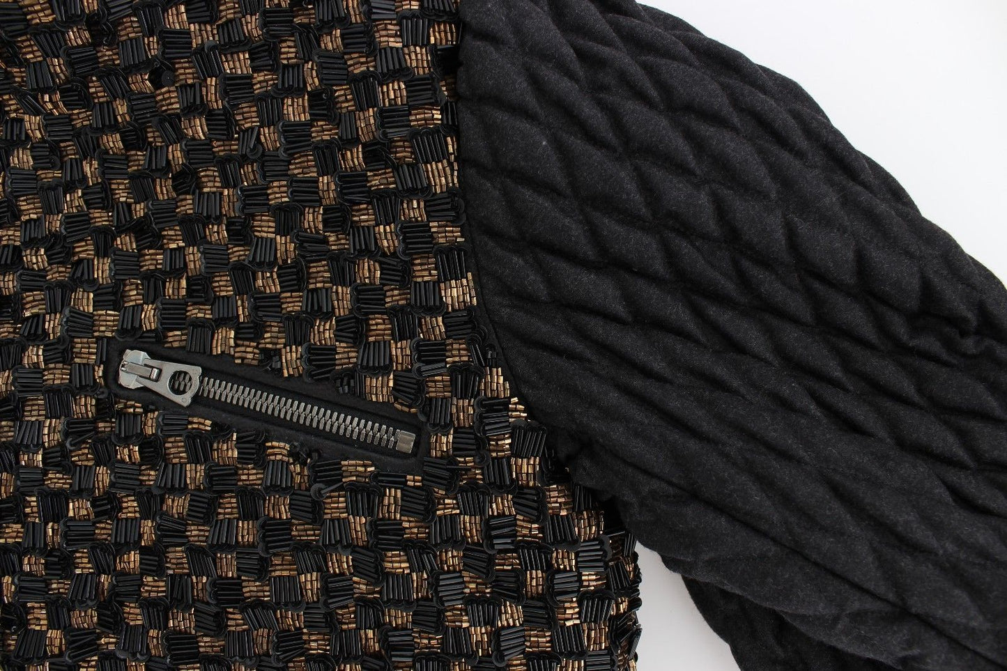 Schwarze Jacke aus Ziegenleder mit Pailletten