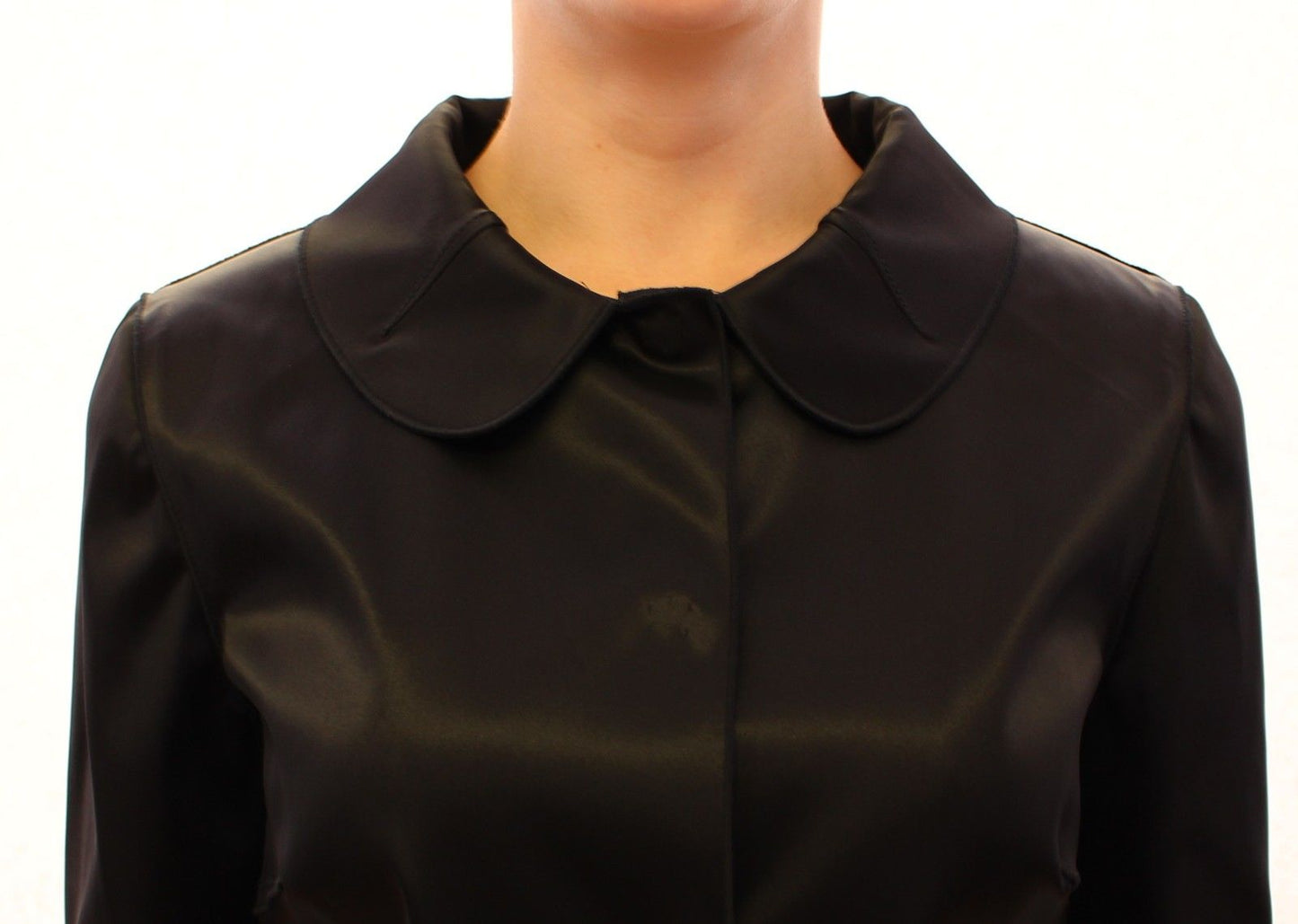 Schwarzer glänzender Stretch Bolero Shrug Jacke