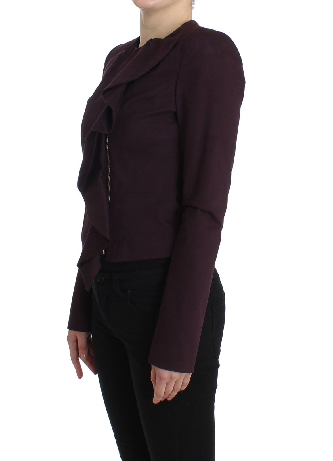 Lila geraffte Jacke Mantel Blazer Kurz