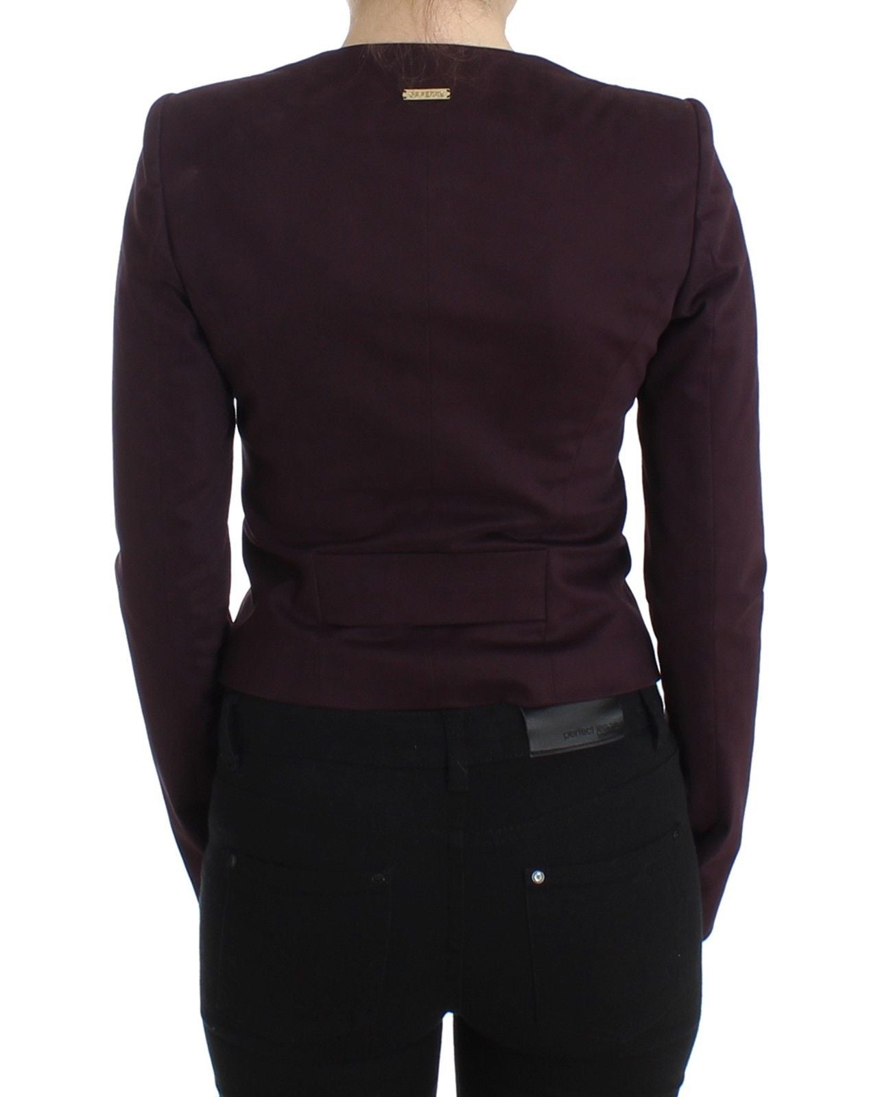 Lila geraffte Jacke Mantel Blazer Kurz