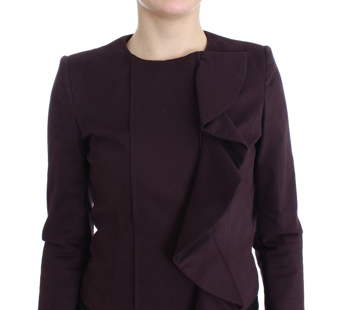 Lila geraffte Jacke Mantel Blazer Kurz