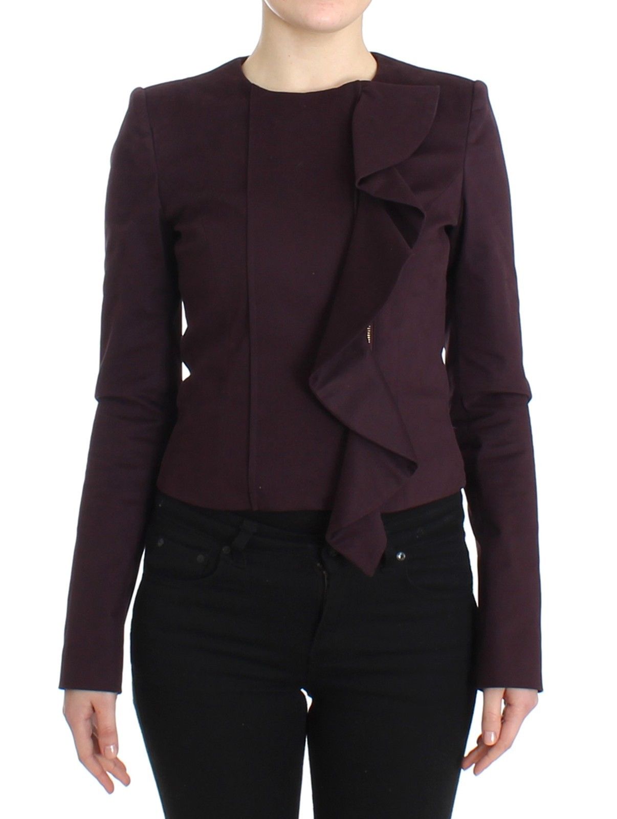 Lila geraffte Jacke Mantel Blazer Kurz