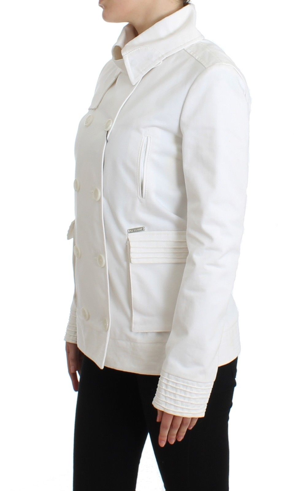 Weiße doppelreihige Jacke Mantel Blazer