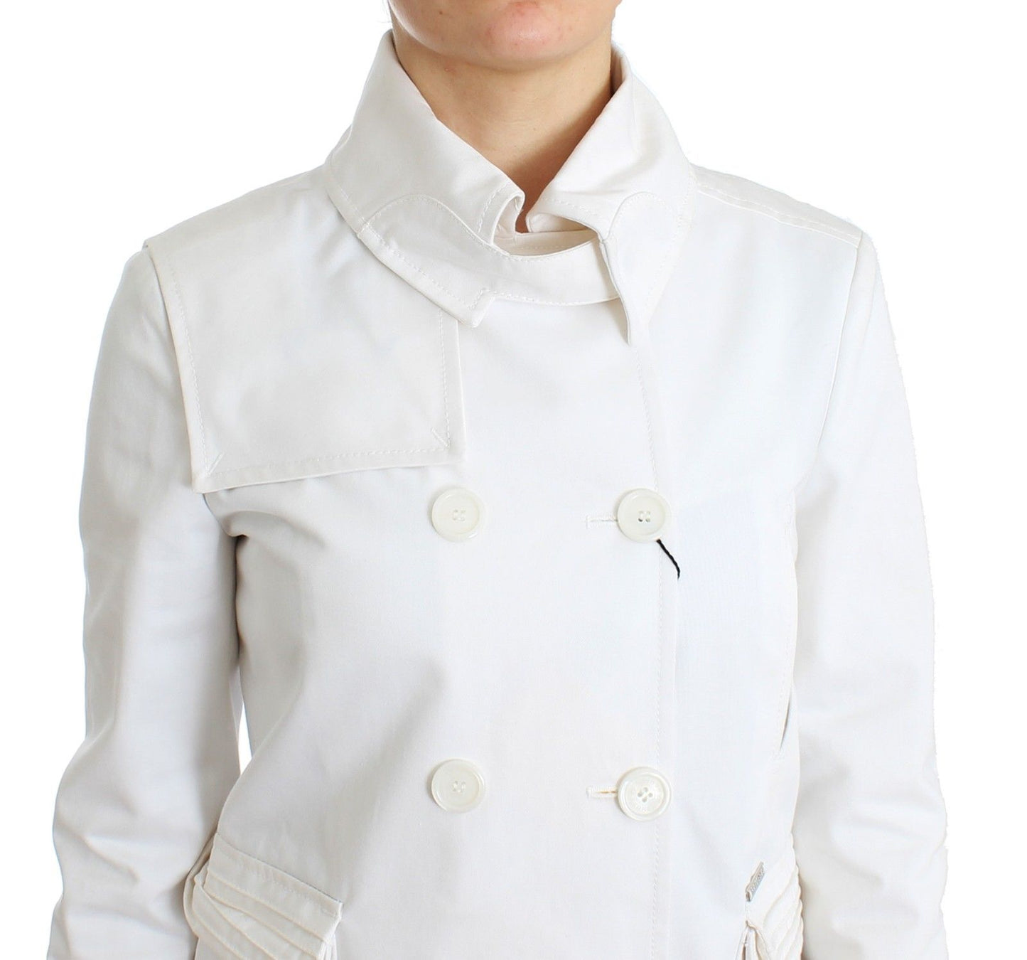 Weiße doppelreihige Jacke Mantel Blazer