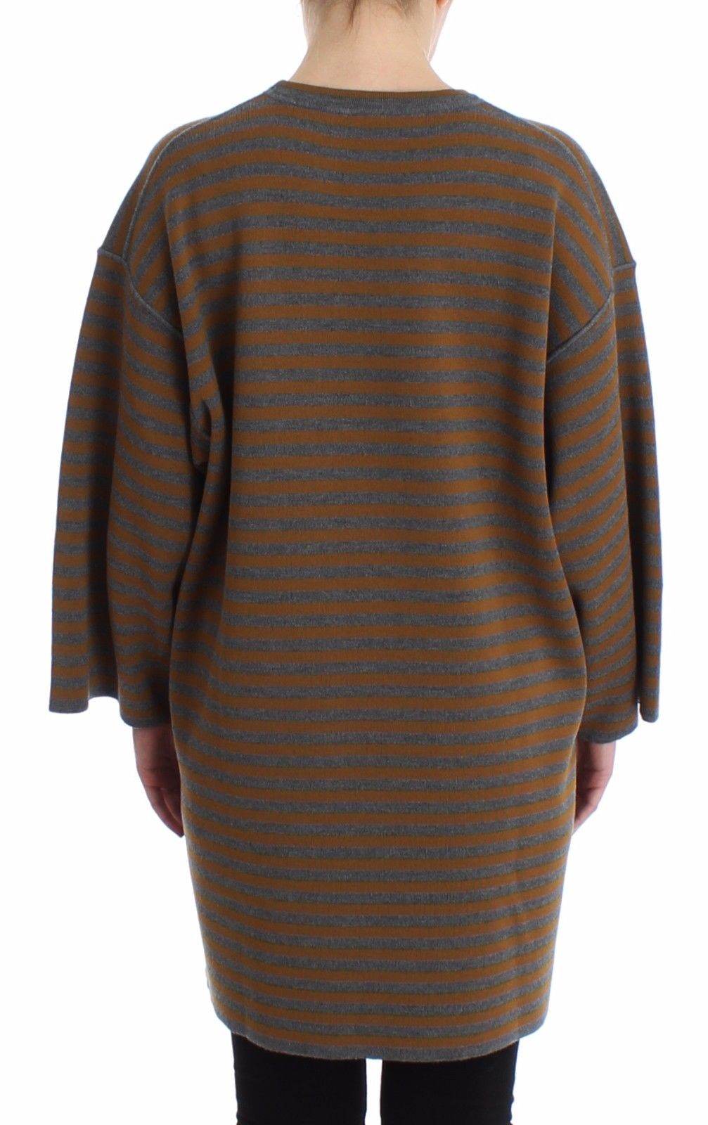 Übergroßes grau-gelb gestreiftes Pullover-Top