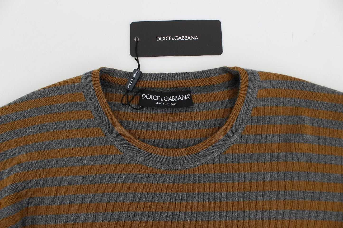 Übergroßes grau-gelb gestreiftes Pullover-Top