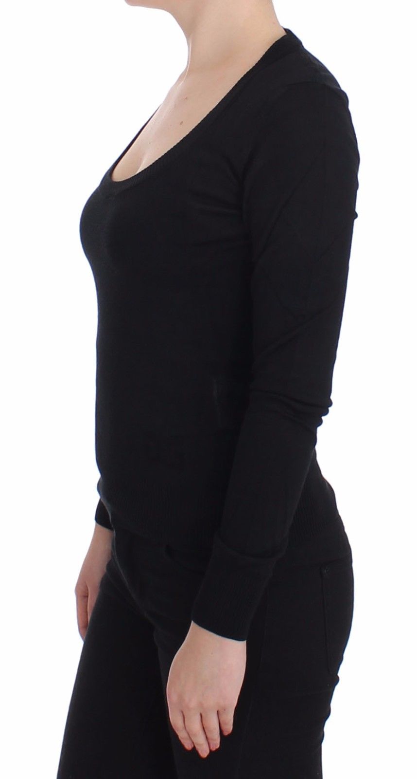 Schwarzer Kaschmirpullover mit Rundhalsausschnitt Pullover