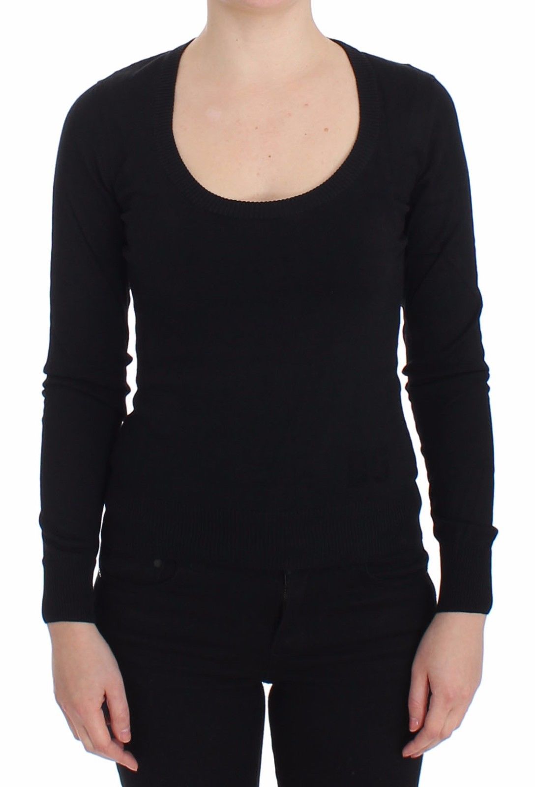 Schwarzer Kaschmirpullover mit Rundhalsausschnitt Pullover