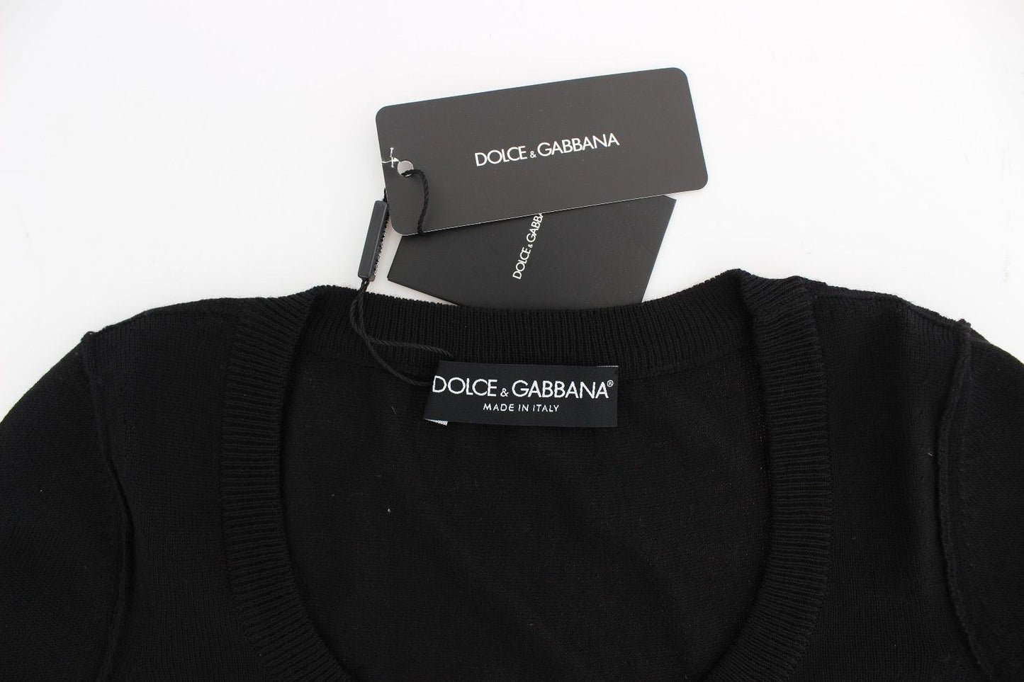 Schwarzer Wollpullover mit Rundhalsausschnitt Pulloveroberteil