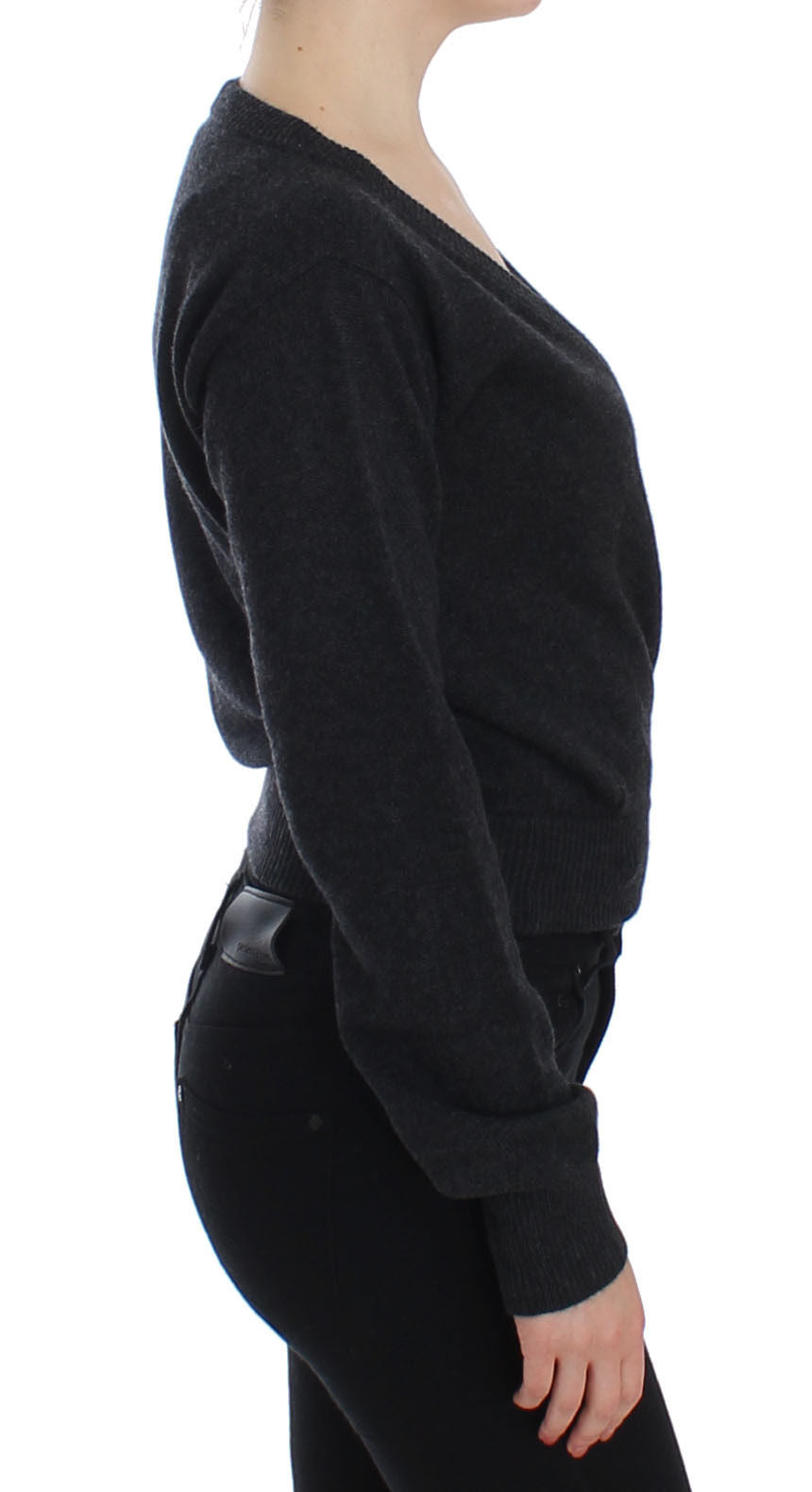 Grauer Kaschmirpullover Pullover Wrap