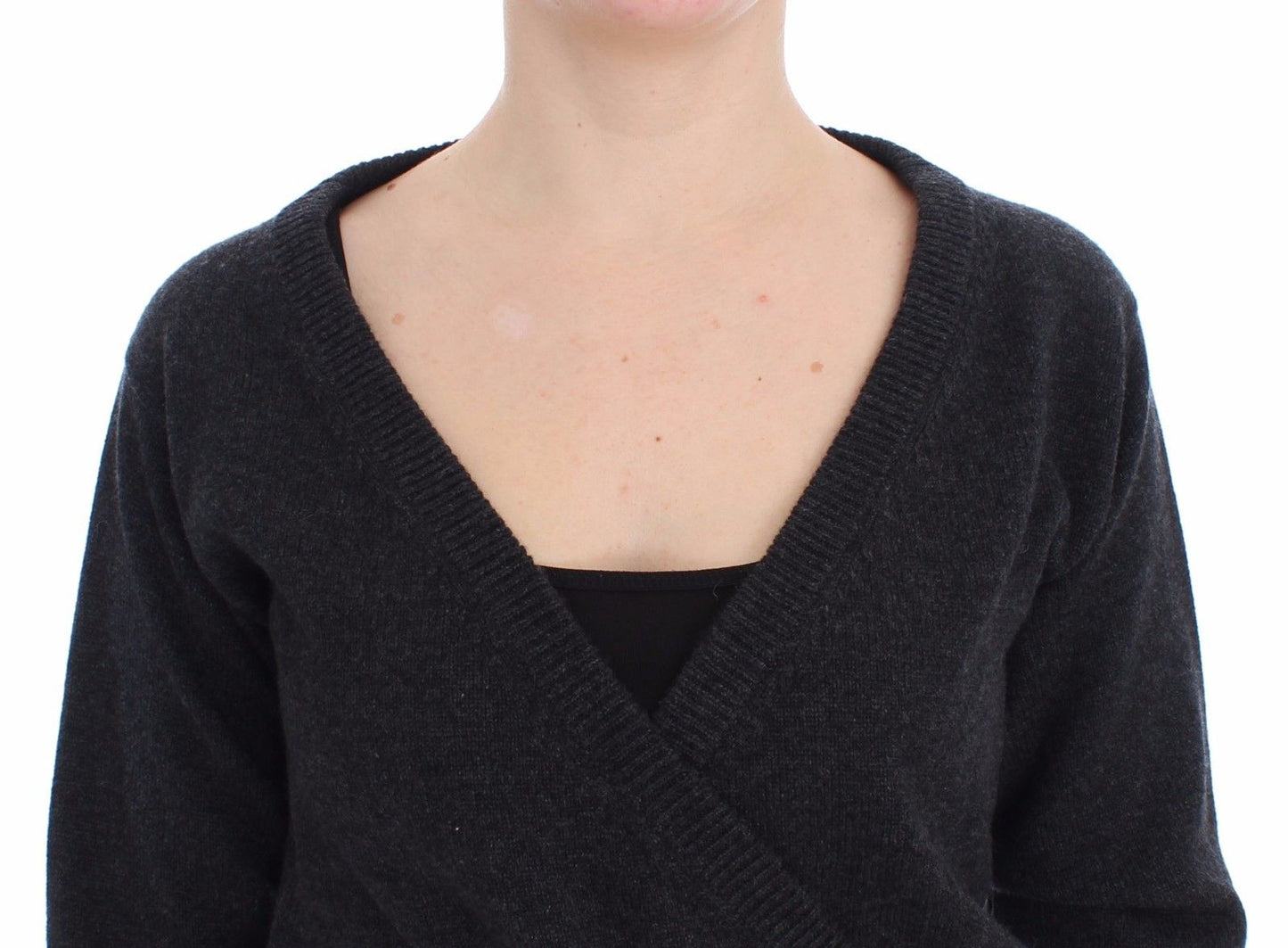 Grauer Kaschmirpullover Pullover Wrap