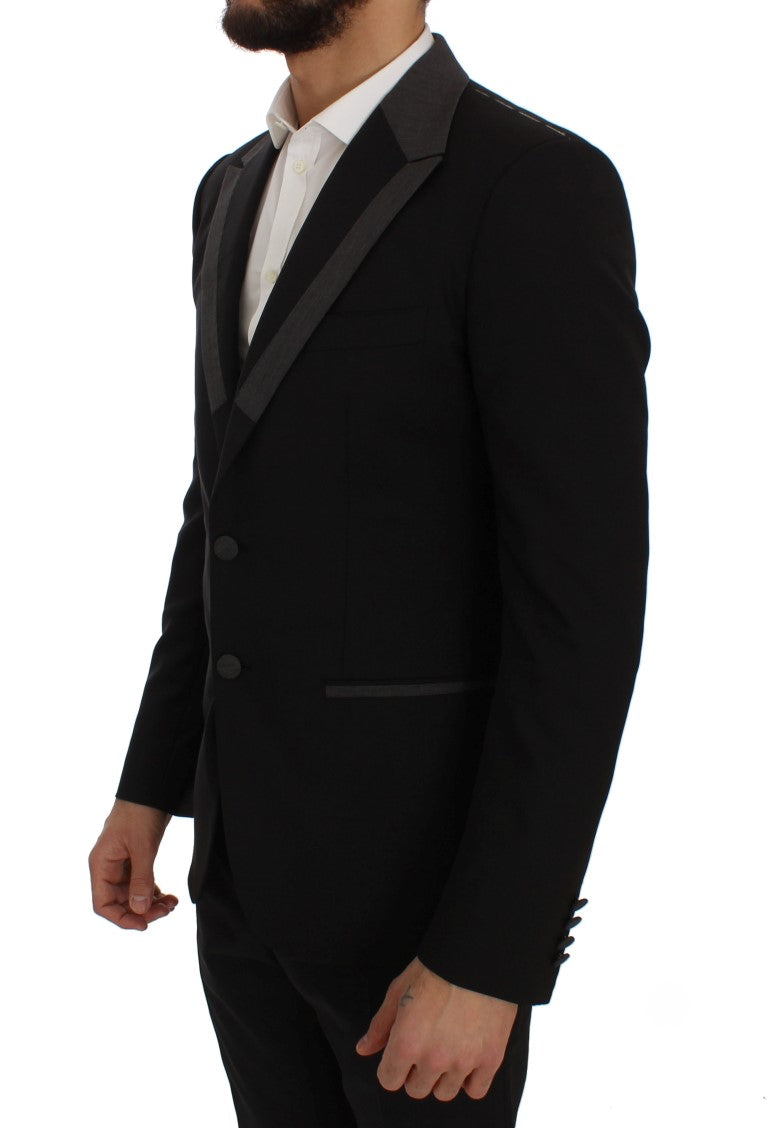 Schwarze Woll-Stretch-Blazer-Jacke
