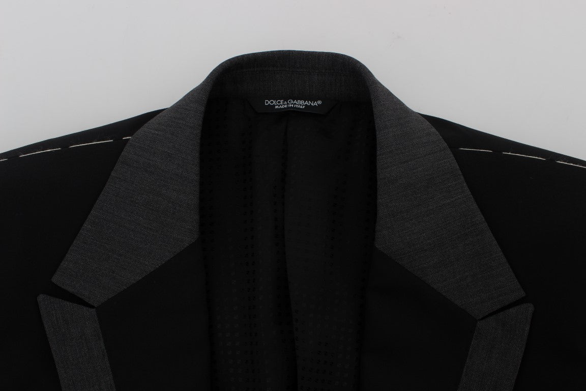 Schwarze Woll-Stretch-Blazer-Jacke