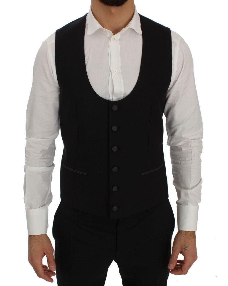 Schwarze Woll-Stretch-Blazer-Jacke