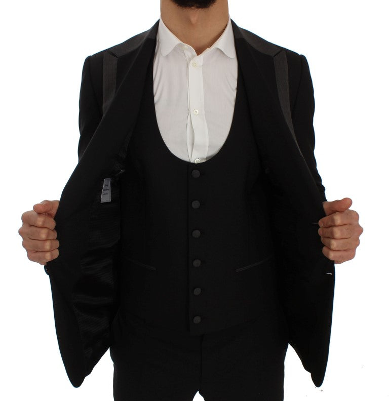 Schwarze Woll-Stretch-Blazer-Jacke