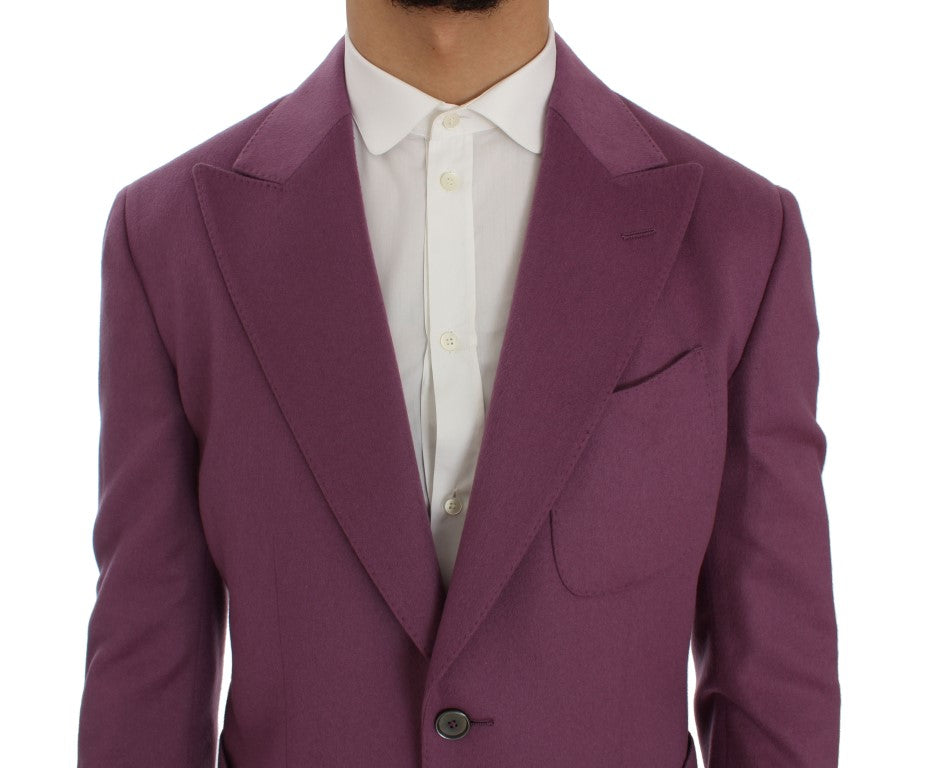 Lila Kaschmir Slim Fit Blazer Jacke