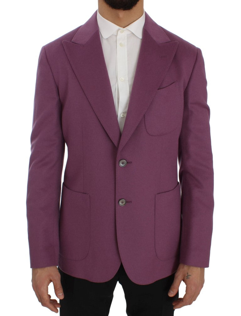 Lila Kaschmir Slim Fit Blazer Jacke