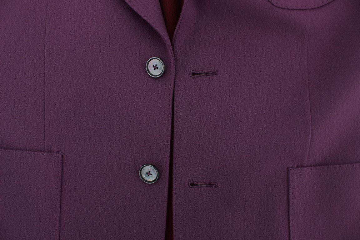 Lila Kaschmir Slim Fit Blazer Jacke