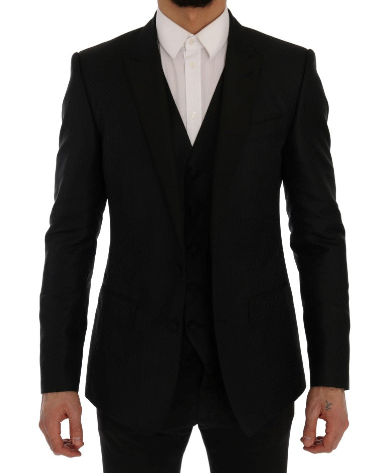 Schwarz-Blau MARTINI Seidenblazer Jacke