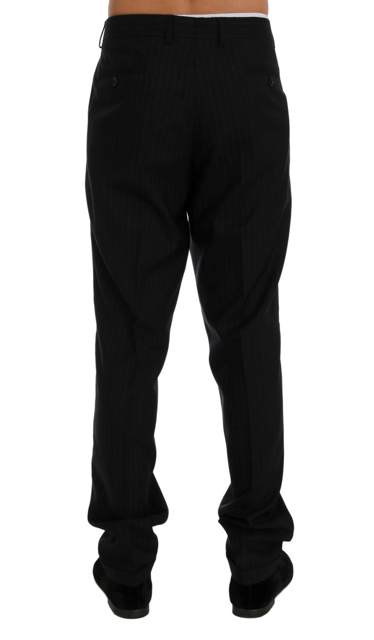 Blau gestreifte Stretch-Hose aus Wolle