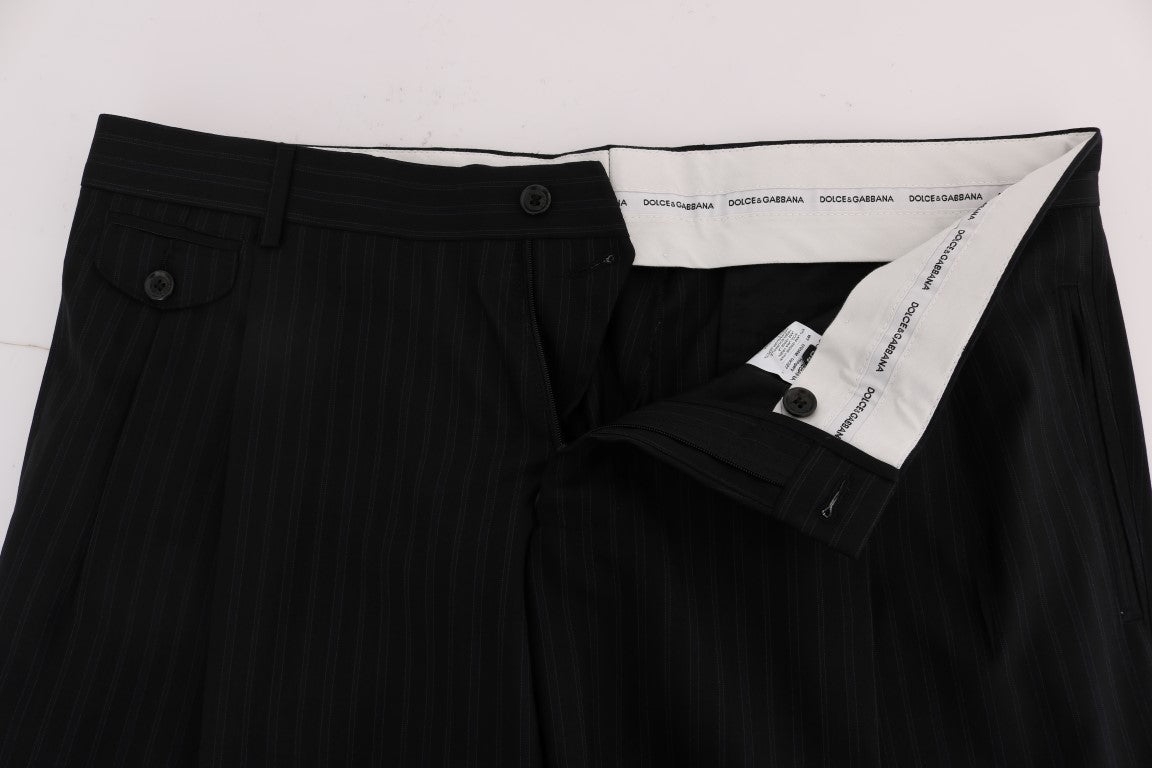Blau gestreifte Stretch-Hose aus Wolle